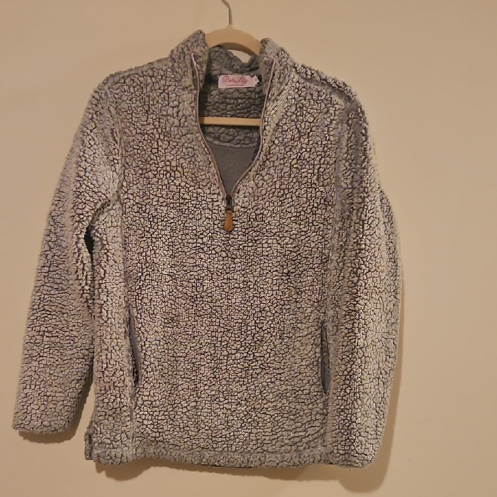 Pink Lily Gray Sherpa Turtleneck Sweater